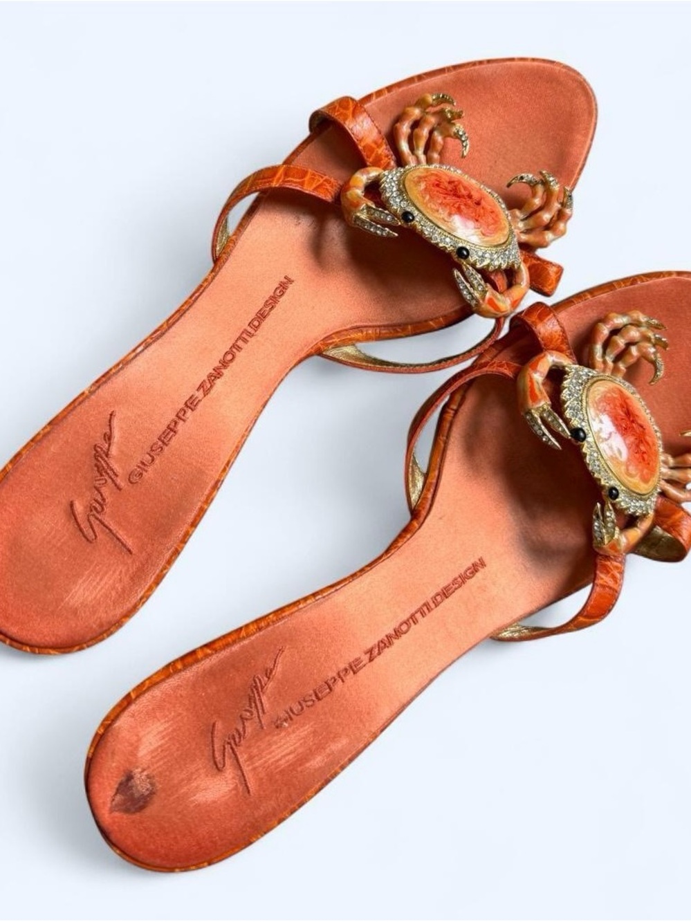 Giuseppe Zanotti Embellished Crab Cancer Kitten Heel Sandals Vintage Archival 38 - Picture 6 of 15